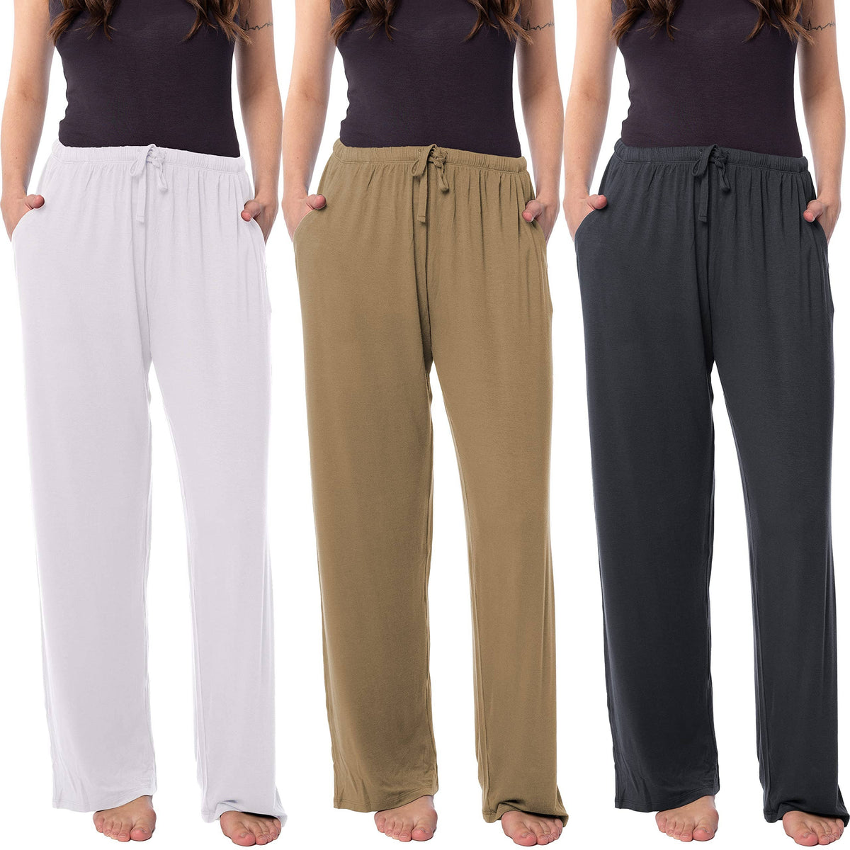 Women's 3 Pack Super Soft Drawstring Yoga Lounge PJ Sleep Pants