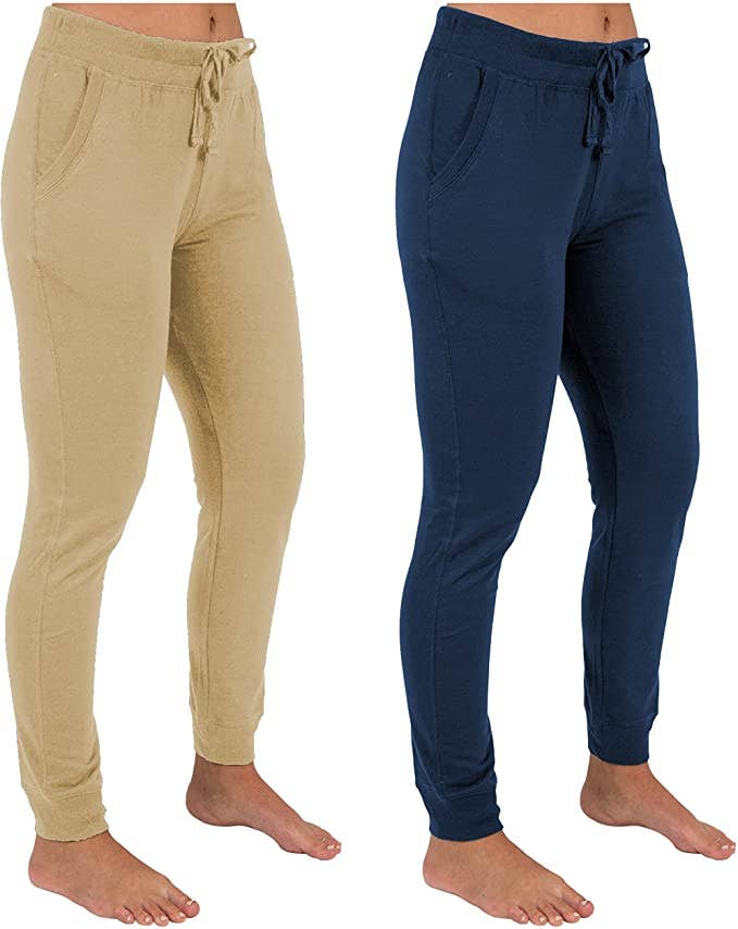 Sexy Basics Women's 2 Pack Soft French Terry Fleece Jogger Sweatpants