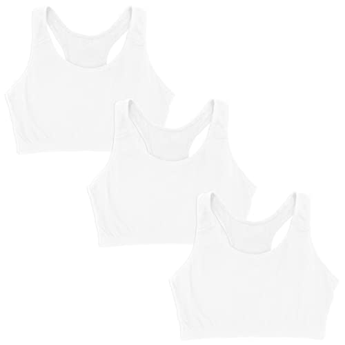 Women's Cotton Spandex Racer Back Bra | 4 Way Stretch Pullover Sport Comfort Bra (Multi-Pack)