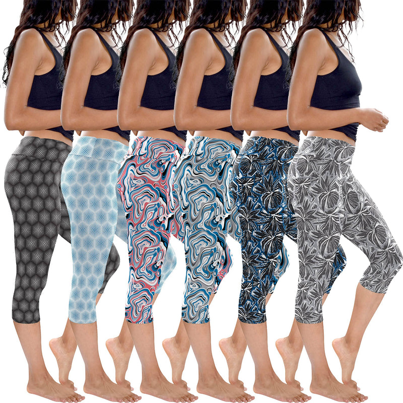 Womens 3 Pack & 6 Pack Buttery Soft Brushed Active Stretch Yoga Cropped Capri Skinny Pant Leggings