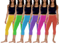 Womens 3 Pack & 6 Pack Buttery Soft Brushed Active Stretch Yoga Cropped Capri Skinny Pant Leggings