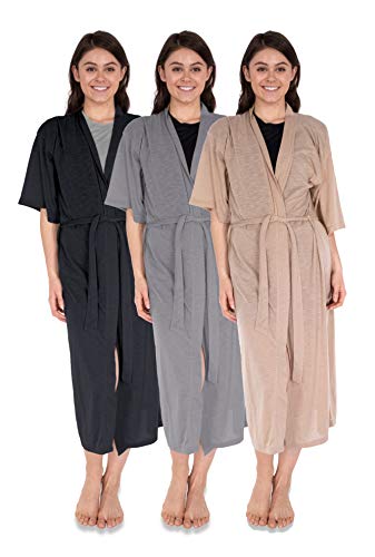 3 Pack Women's Lightweight Kimono Long Robe