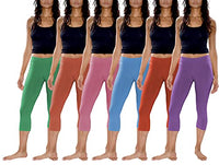 Womens 3 Pack & 6 Pack Buttery Soft Brushed Active Stretch Yoga Cropped Capri Skinny Pant Leggings