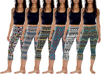 Womens 3 Pack & 6 Pack Buttery Soft Brushed Active Stretch Yoga Cropped Capri Skinny Pant Leggings