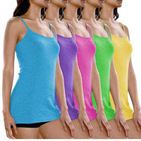 5 Pack Women's Cotton Adjustable Spaghetti Strap Camisole