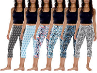 Womens 3 Pack & 6 Pack Buttery Soft Brushed Active Stretch Yoga Cropped Capri Skinny Pant Leggings