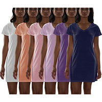 6 Pack Women's Cotton Short Sleeve Long Sleep Shirt