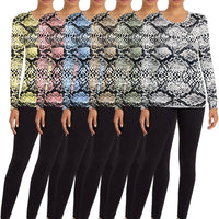 6 Pack Women's Scoop Neck Base Layer Long Sleeve Top