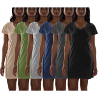 6 Pack Women's Cotton Short Sleeve Long Sleep Shirt