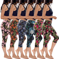 Womens 3 Pack & 6 Pack Buttery Soft Brushed Active Stretch Yoga Cropped Capri Skinny Pant Leggings