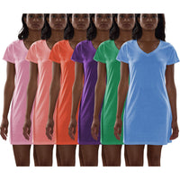 6 Pack Women's Cotton Short Sleeve Long Sleep Shirt