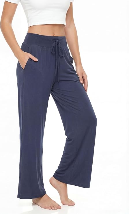 Womens Wide Leg High Waisted Ultra Soft Lounge Pants