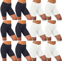 Sexy Basics Womens 12 Pack Sheer & Sexy Cotton Spandex Boyshort Yoga Slip-Short Boxer-Briefs