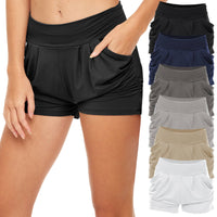 6 Pack Women's High Waisted Harem Shorts with Pockets