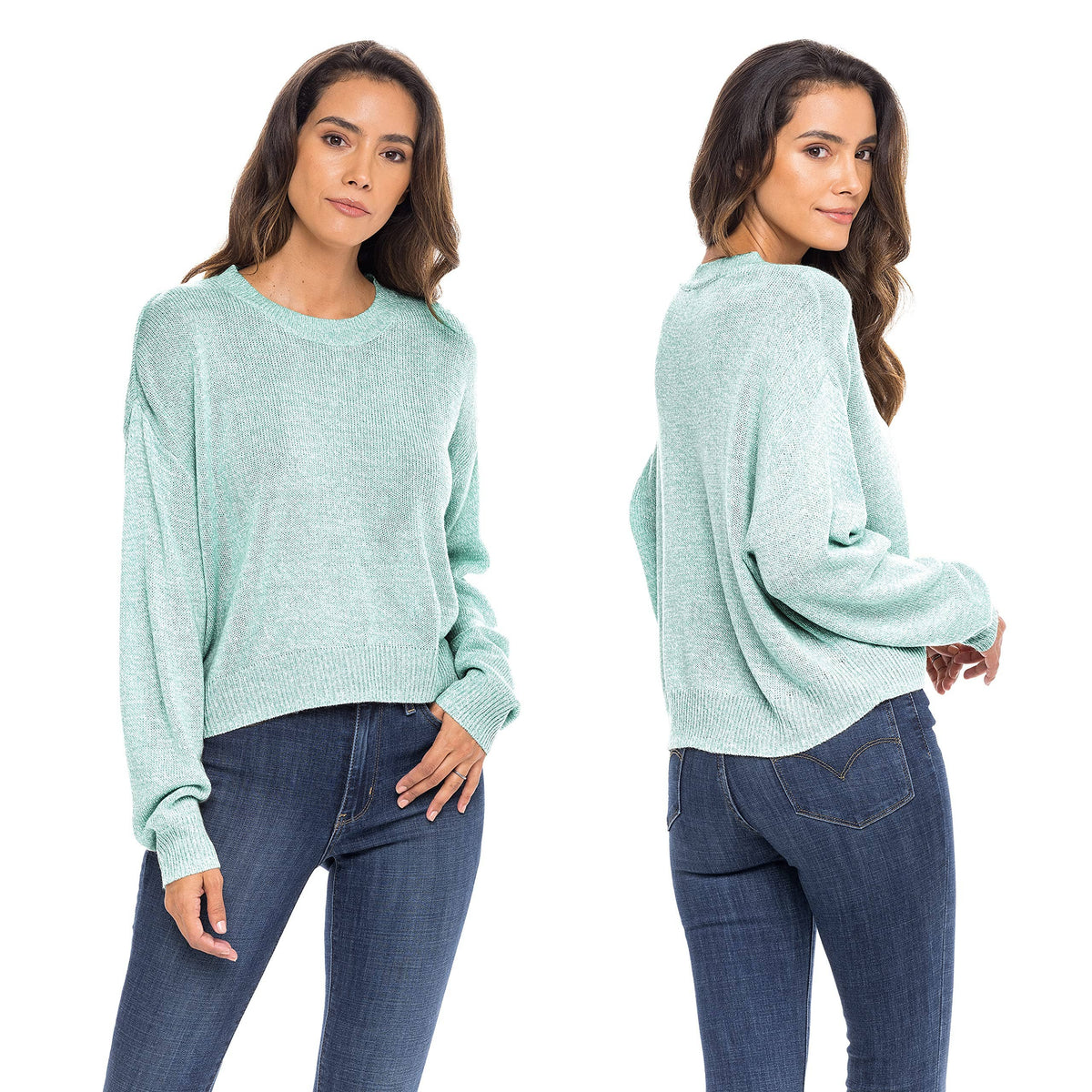 Sexy Basics Women's Long-Sleeve Midweight Cozy Crewneck Sweater | Multi Packs