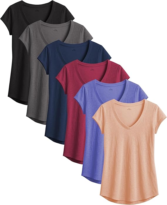 Women's V-Neck Short Sleeve Semi Sheer Slub Burnout T-Shirt Top
