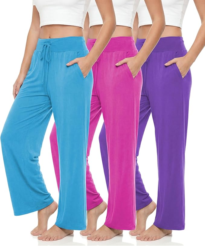 Womens Wide Leg High Waisted Ultra Soft Lounge Pants