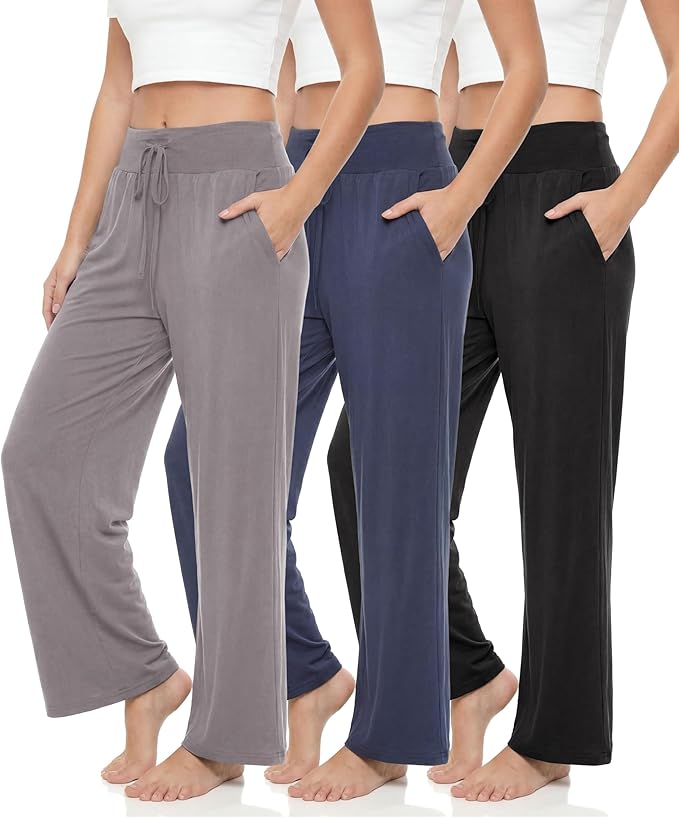 Womens Wide Leg High Waisted Ultra Soft Lounge Pants