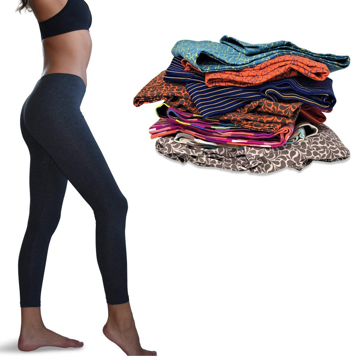 6 Pack Women's Cotton-Spandex Full-Length Leggings