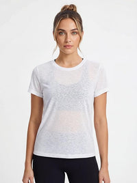 Women's Crew Short Sleeve Semi Sheer Slub Tops