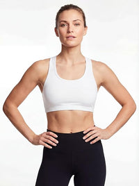 Women's Cotton Spandex Racer Back Bra | 4 Way Stretch Pullover Sport Comfort Bra (Multi-Pack)