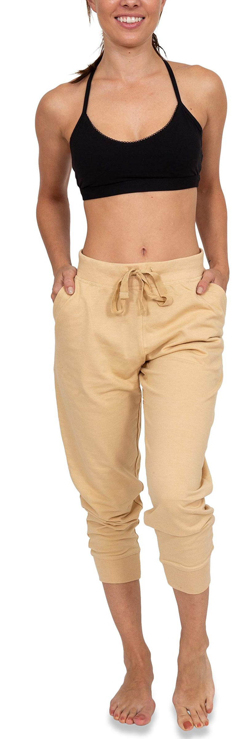 Sexy Basics Women's 2 Pack Soft French Terry Fleece Casual/Active Comfy Capri Jogger Lounge & Sweatpants