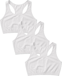 Women's Cotton Spandex Racer Back Bra | 4 Way Stretch Pullover Sport Comfort Bra (Multi-Pack)