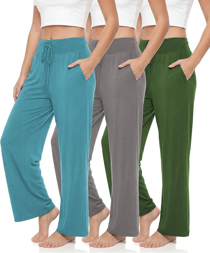 Womens Wide Leg High Waisted Ultra Soft Lounge Pants