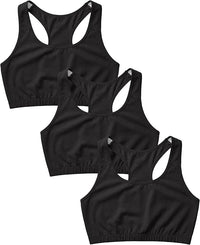 Women's Cotton Spandex Racer Back Bra | 4 Way Stretch Pullover Sport Comfort Bra (Multi-Pack)