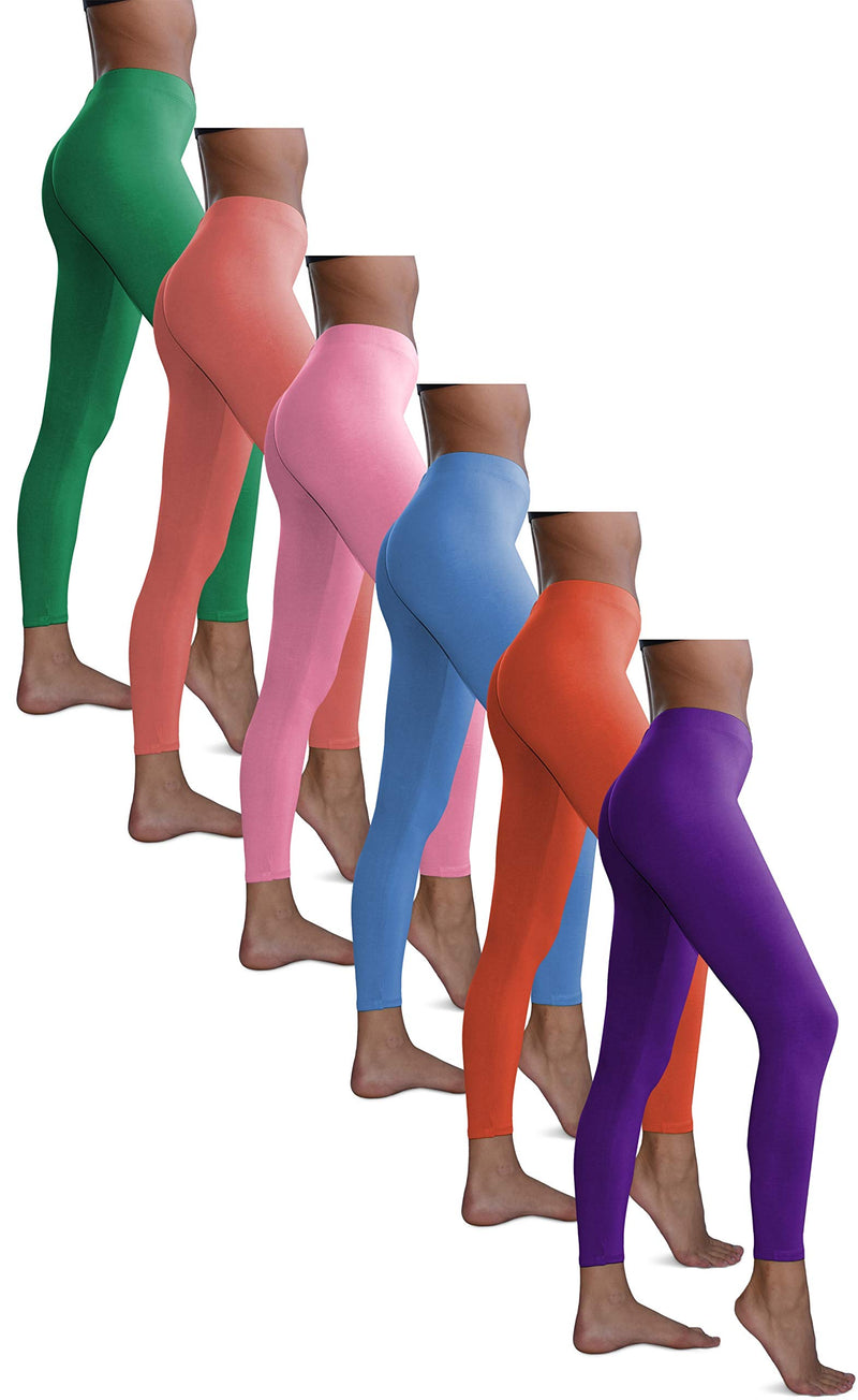 6 Pack Women's Cotton-Spandex Full-Length Leggings