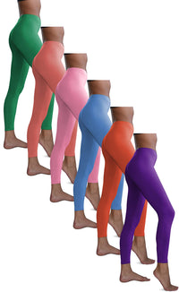 6 Pack Women's Cotton-Spandex Full-Length Leggings