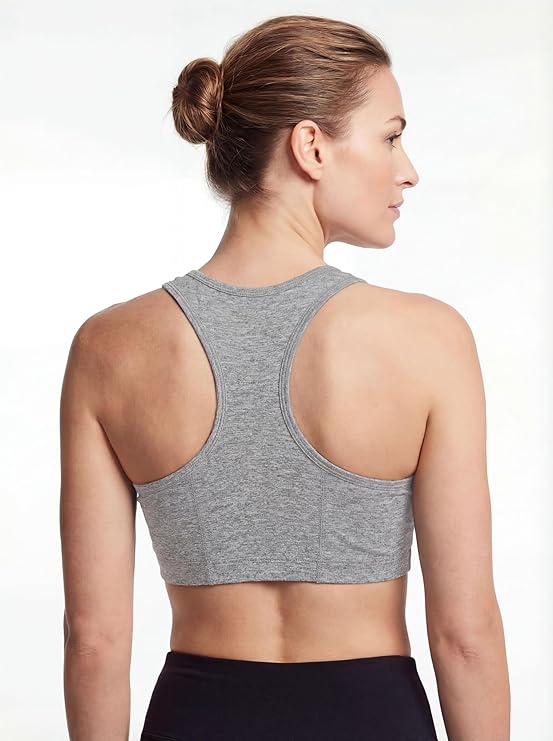 Women's Cotton Spandex Racer Back Bra | 4 Way Stretch Pullover Sport Comfort Bra (Multi-Pack)