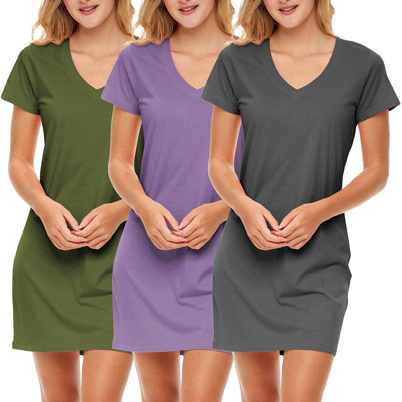 3 Pack Women's Soft & Flowy V-Neck Long T-Shirt