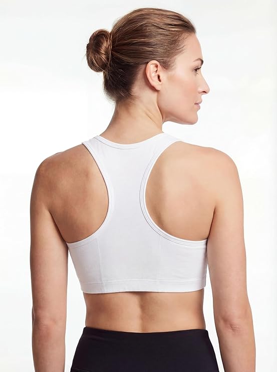 Women's Cotton Spandex Racer Back Bra | 4 Way Stretch Pullover Sport Comfort Bra (Multi-Pack)