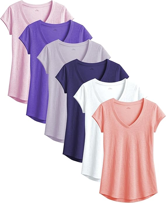 Women's V-Neck Short Sleeve Semi Sheer Slub Burnout T-Shirt Top