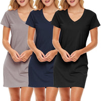 3 Pack Women's Soft & Flowy V-Neck Long T-Shirt