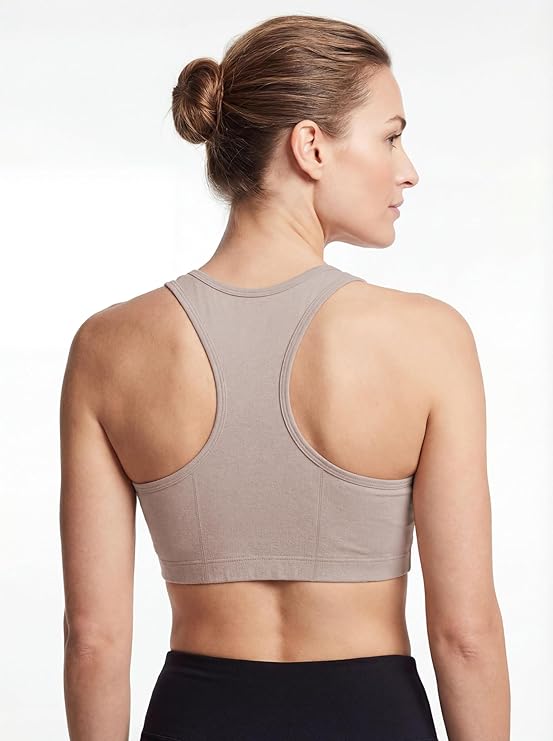Women's Cotton Spandex Racer Back Bra | 4 Way Stretch Pullover Sport Comfort Bra (Multi-Pack)