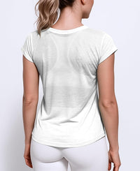 Women's V-Neck Short Sleeve Semi Sheer Slub Burnout T-Shirt Top
