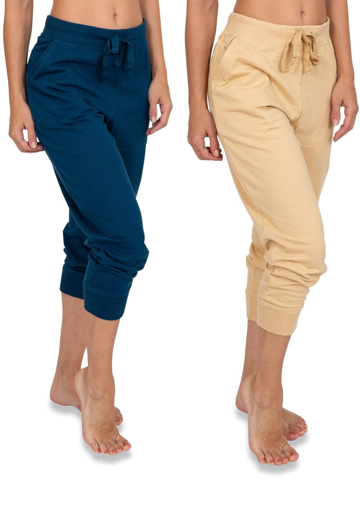 Sexy Basics Women's 2 Pack Soft French Terry Fleece Casual/Active Comfy Capri Jogger Lounge & Sweatpants