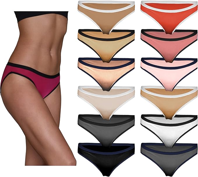 Women’s Hi Cut Leg Bikini Panties | Ultra-Smooth Micro Fiber Nylon Spandex Underwear-Multi Packs