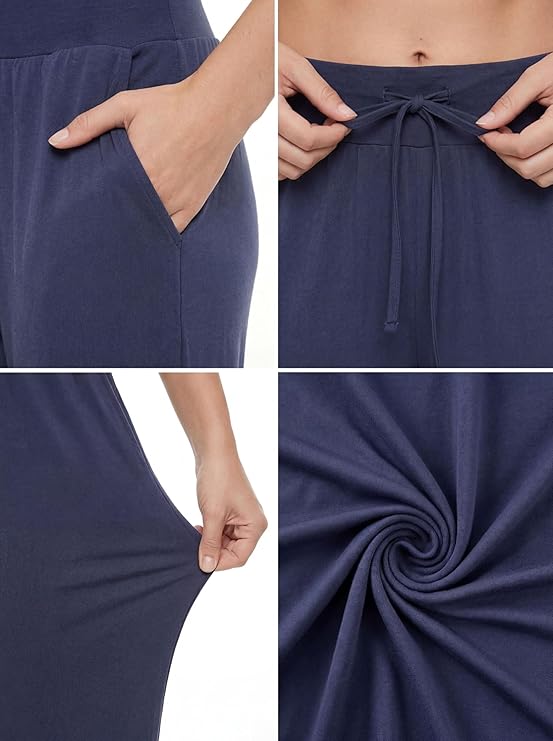 Womens Wide Leg High Waisted Ultra Soft Lounge Pants