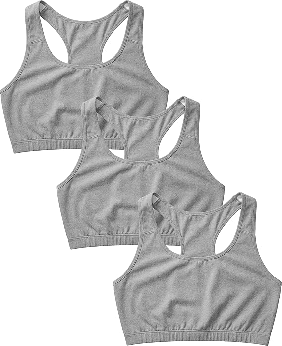 Women's Cotton Spandex Racer Back Bra | 4 Way Stretch Pullover Sport Comfort Bra (Multi-Pack)