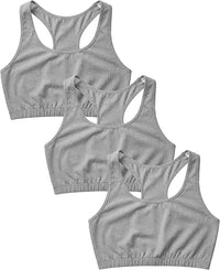 Women's Cotton Spandex Racer Back Bra | 4 Way Stretch Pullover Sport Comfort Bra (Multi-Pack)