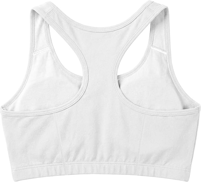 Women's Cotton Spandex Racer Back Bra | 4 Way Stretch Pullover Sport Comfort Bra (Multi-Pack)