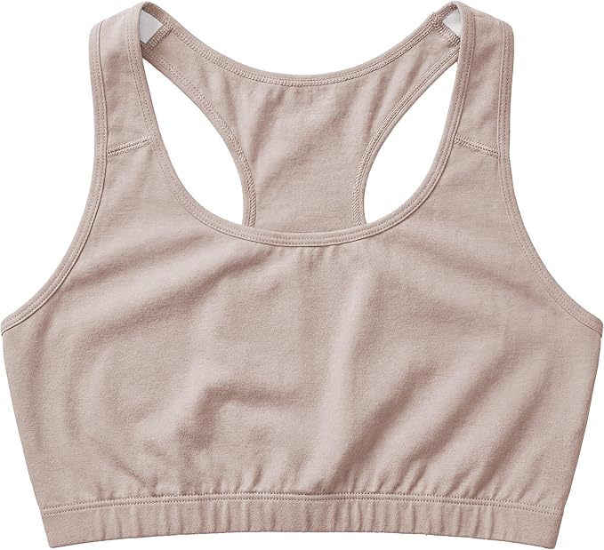 Women's Cotton Spandex Racer Back Bra | 4 Way Stretch Pullover Sport Comfort Bra (Multi-Pack)