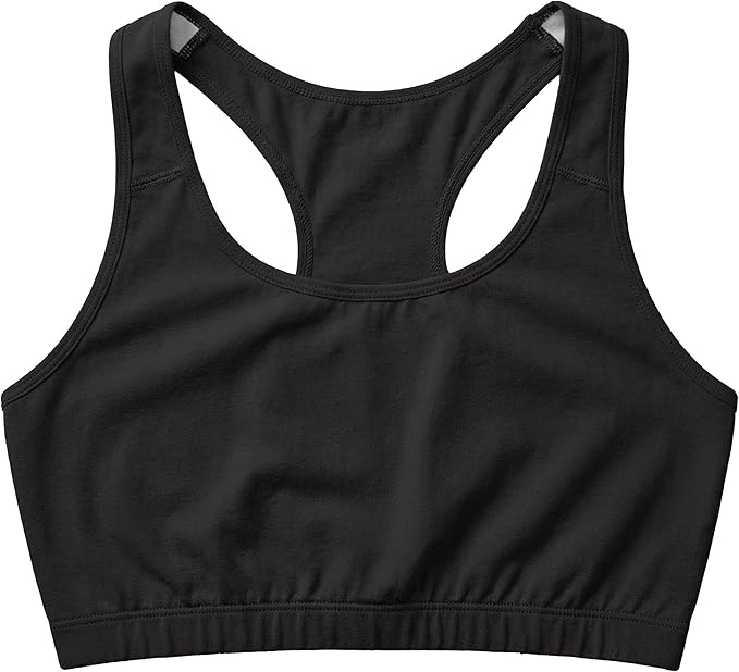 Women's Cotton Spandex Racer Back Bra | 4 Way Stretch Pullover Sport Comfort Bra (Multi-Pack)