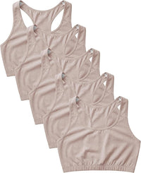 Women's Cotton Spandex Racer Back Bra | 4 Way Stretch Pullover Sport Comfort Bra (Multi-Pack)