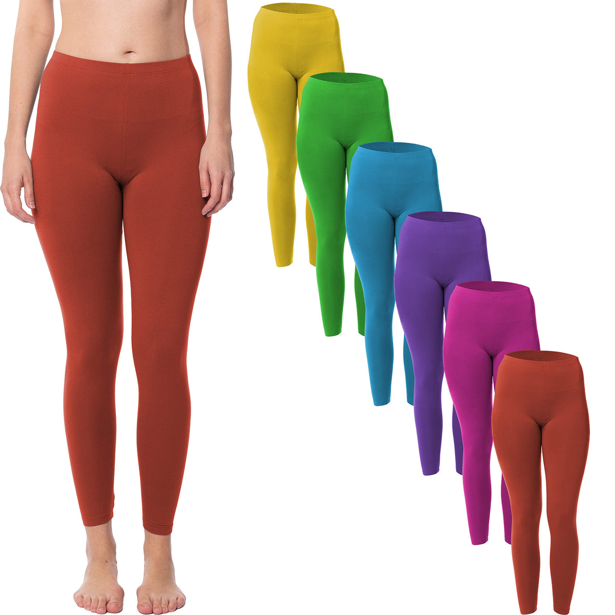 Women's Buttery Soft Brushed Skinny Pant Long Leggings- Multi Packs