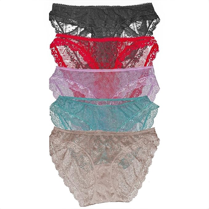 Women's Soft & Stretchy Lace Bikini Underwear Panties - Multi Color Packs