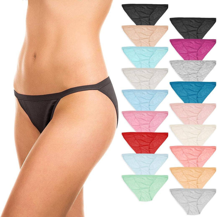 Womens 12 Pack & 18 Pack String Bikini Briefs | 100% Cotton
